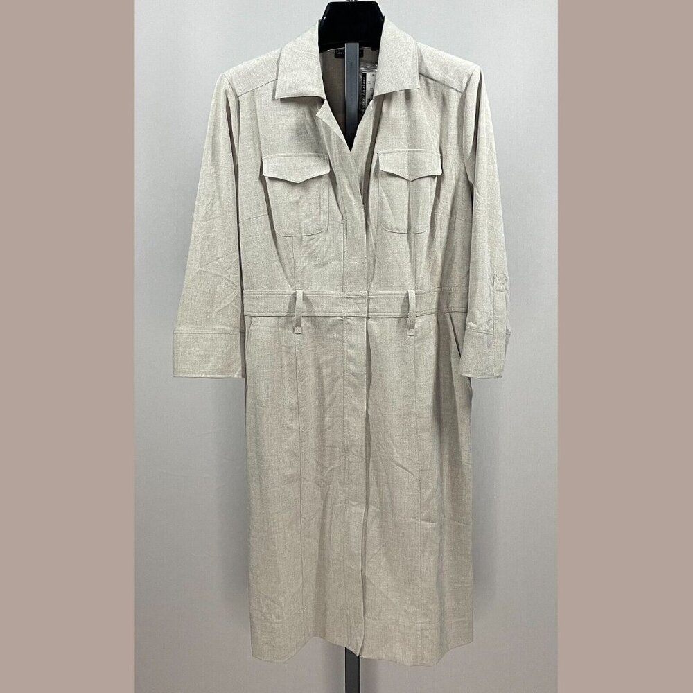 NEW New York & Company Dress Womens 6 brown shirt straight sheath classic